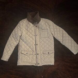 Crown & Ivy Kids Quilted Puffer Jacket - Cream and Brown